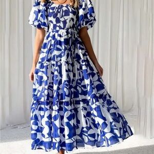 Blue and White Maxi Dress